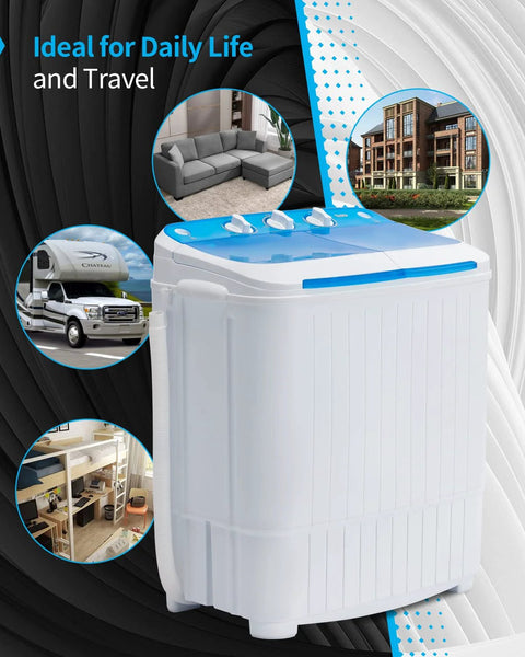Compact Portable Twin Tub Washing Machine And Dryer 16.5 Lb Capacity Wash And Spin In One Go Space Saving Laundry Combo for small spaces