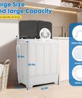 Compact portable twin-tub washing machine with 18 lb wash, 10 lb dry capacity and 28 lb total, featuring a built in drain pump