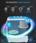 Compact Portable Twin Tub Washing Machine And Dryer 16.5 Lb Capacity Wash And Spin In One Go Space Saving Laundry Combo