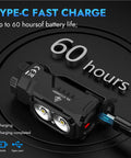 E7 1800 Lumen Rechargeable Mini Flashlight With Magnet And USB C Rechargeable LED Six Modes IP68 Waterproof Aircraft Grade Aluminum 175 Degree Flood Beam Compact EDC Light For Headlamp Use Rescue And Camping, showing USB-C charging