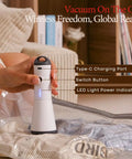 Travel Vacuum Bags With Rechargeable Pump 15 Piece Kit, compact cordless pump in use over compressed bag.
