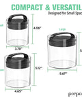 Compact Vacuum Seal Canisters With Twin Valve Airtight Lids, BPA Free, Short Set Of 3 In Assorted Sizes, Small Medium Large