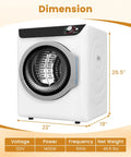 Compact 28 lb washer and 2.6 cu ft dryer combo delivers space-saving laundry power for apartments, side view with dimensions