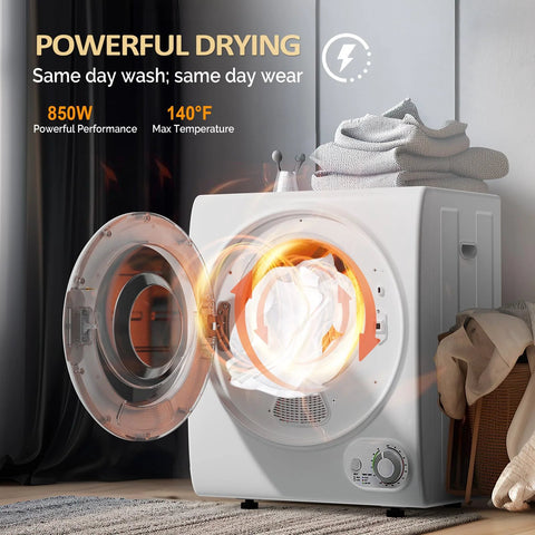 Compact 2-in-1 washer and dryer combo delivering full-automatic washing and efficient drying, featuring stainless steel inner tub.