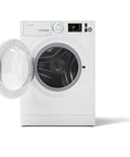 Compact Stacked Washer And Dryer Bundle With Vent Kit And SK03 Stack Kit For RVs Apartments And Tiny Homes Includes Starter Laundry Powder And Freight Delivery For Quiet Reliable Laundry In Small Spaces, front view with open door