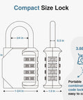 Diagram of compact 4 Digit Resettable Waterproof Padlock For Outdoor Use With Ten Thousand Possible Combinations in green.