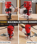 650W Compact Wood Router With 12 Piece 1 Quarter Inch Bit Set Six Speeds Edge Guide Dust Hood in various woodworking uses