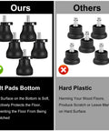 Comparison of replacement office chair wheels with felt pads versus wheels with hard plastic bottoms.