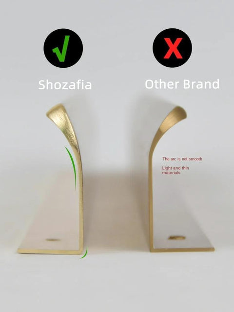 Side view comparison of Shozafia and other brand drawer pulls showing design and material differences.