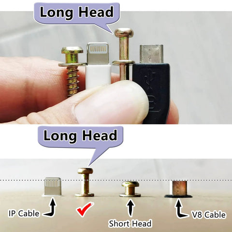 Drywall Anchors And Bear Claw Double-Headed Screws Kit For Hanging Pics, showing zinc anchors and screws with different cable head sizes.