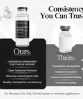 Comparison of Two Pack 30 mL Glass Reconstitution Vials With Deionized Water And 0.9 Percent Benzyl Alcohol for research use.