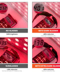 Comparison of Red Light Therapy Glasses With Eye Protection 600-900nm For Safe Use vs other glasses, showing light reduction levels.