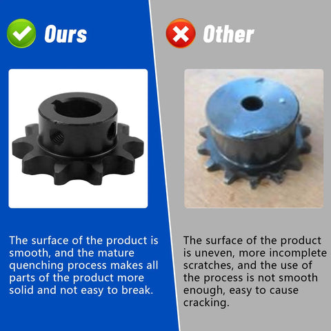 Comparison of No 50 Roller Chain Sprocket Type B For No 50 Chain Five Eighths Inch Pitch Three Quarter Inch Bore Ten Teeth Durable Steel