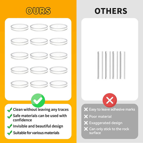 Comparison of 9 Pack Wall Bumpers And Door Stoppers Set With Clear Round Cushions, self adhesive, highlighting design differences.
