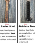 Comparison of rusty carbon steel bolt and stainless steel bolt, highlighting rust resistance.
