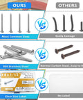 Comparison of 100 Pcs #8 x 1-1/2 Inch Pan Head Wood Screws Made from 304 Stainless Steel against other screws.
