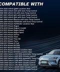 Compatible vehicles listing for HVAC Blower Motor Resistor Replacement for Nissan Rogue 2008-2013 and Infiniti models.