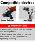 Compatible devices image showing an angle grinder and hand drill with use tips for the Beast Pro Grade Diamond Step Drill Bit Set.