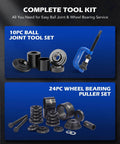 10pc Ball Joint Tool Set and 24pc Wheel Bearing Puller Set from 34pc Ball Joint & Wheel Bearing Press Kit for 2WD 4WD Car