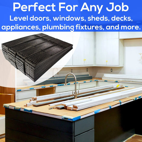 Pro Grade Composite Shims For Heavy Duty Leveling 24 Pack 7.75 Inch Never Rot Easy Snap Level Wedges in kitchen scene
