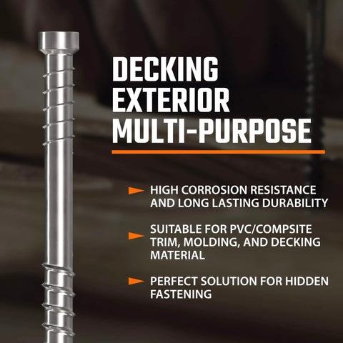 Composite Trim Screws #8 x 3” Stainless Steel 304, 450pcs - Hidden Fastener for PVC & Wood, Outdoor Deck & Exterior, Rust-Resistant T-10 Star Drive, 4lbs.