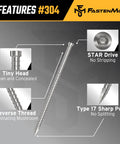 Composite Trim Screws #8 x 3” Stainless Steel 304, 450pcs - Hidden Fastener for PVC & Wood, Outdoor Deck & Exterior, Rust-Resistant T-10 Star Drive, 4lbs.