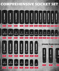 Image of 132-Piece Mechanics Tool Set with SAE/Metric 1/4" & 3/8" Drive Socket Set shown in comprehensive layout.