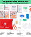 256 In 1 Survival First Aid Kit With MOLLE Pouch displaying various medical supplies and emergency gear.