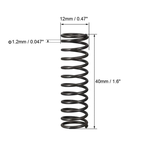 Compression Spring Set 1.2mm Wire Diameter 12mm Outer Diameter 40mm Free Length Steel Coil Spring With Black Finish