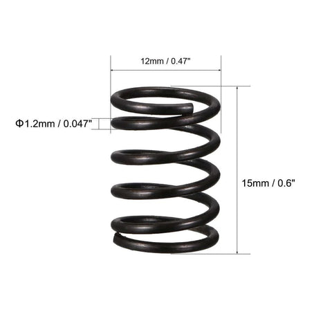 Compression Spring Set Pro Grade 12mm Outer Diameter 1.2mm Wire Diameter 15mm Free Length Black Spring Steel Heat Tempered
