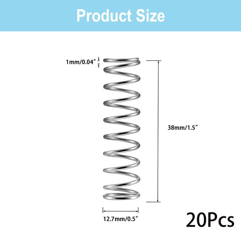 20 Pack Stainless Steel Compression Springs 304 Stainless Steel 0.041 Gauge Wire By Half Inch Diameter And One And A Half Inch Length Silver Tone Rust Resistant For Indoor DIY Projects Budget Friendly