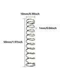 10 Pack Compression Springs, 304 Stainless Steel, High Elasticity And Stability, Durable DIY Springs For Crafts, Home Appliances And Mechanical Projects, 10mm Outer Diameter, 1mm Wire Diameter, 50mm Length shown with measurements.