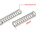 Metal Compression Spring 0.5Mm Wire Diameter 5Mm Outer Diameter 25Mm Length Silver Tone Nickel Plated 100 Pack For Small Mechanical Projects Do It Yourself Repairs