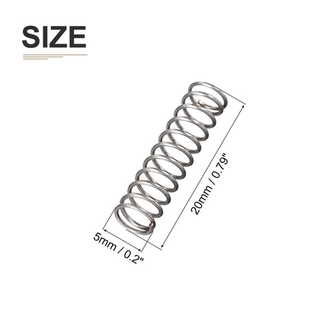 Compression Spring 0.5mm Wire Diameter, 5x20mm Outer Diameter, Gray, 10 Pack, Spring Steel, Built For Small Gears And DIY Projects