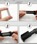 Hands demonstrate installing 10 Pack Compression Springs Steel Coil Extension Springs With 0.047 Inch Wire Diameter 50mm Long 20mm Outer Diameter into a black mechanical device for DIY projects and repairs.