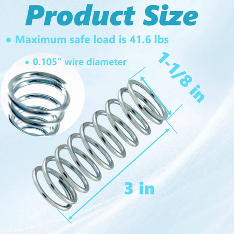 Three Pack Compression Springs With Flat End Coils, One And One Eighth Inch Outside Diameter, Three Inch Overall Length, 0.105 Gauge Steel