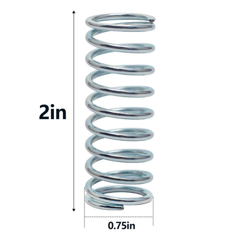 Side view of a single spring from the Compression Spring Set Three Pack With Outer Diameter Three Quarters Inch And Free Length Two Inches, Wire Diameter 0.080 Inch, Heavy Duty Spring Steel, Rugged Build, Maximum Safe Load 28.7 Pounds, Ideal For DIY Projects, Machinery And Everyday Fixes.