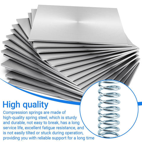 Image showing a close-up of a compression spring, high-quality steel material, part of the Three Quarter Inch Outer Diameter Compression Spring, Two Inch Length, 0.08 Inch Wire, DIY Hobby Craft And Repair Pack Of 6, Perfect For Household Appliances, Auto, Toys, Tools And More.