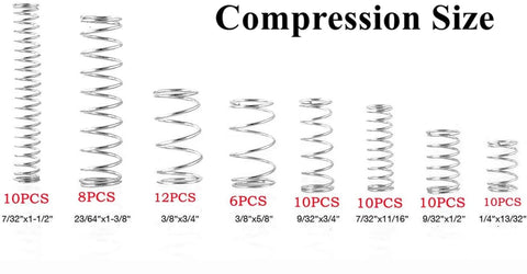 200 Piece Compression and Extension Spring Kit With Plastic Storage Box, 20 Sizes of Small Metal Coil Springs