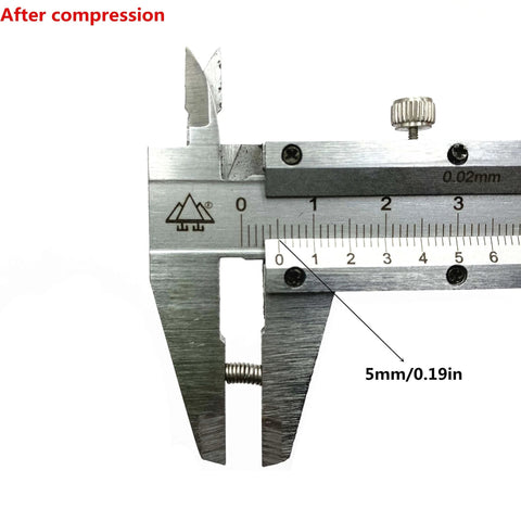Caliper measuring small 0.5mm wire diameter 3mm outer diameter 10mm length compression springs 304 stainless steel silver tone pack of 10