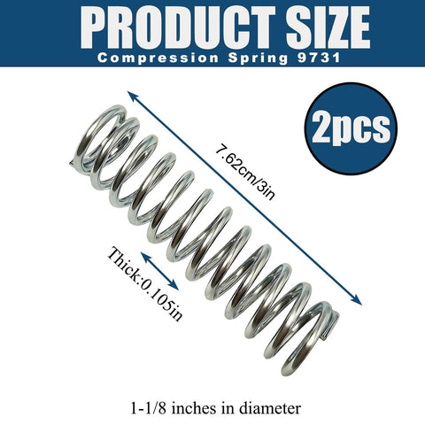 Compression Spring 0.105 Gauge One And One Eighth Inch By 3 Inch Silver Plated Steel Wire 2 Pack For Replacement And DIY Projects