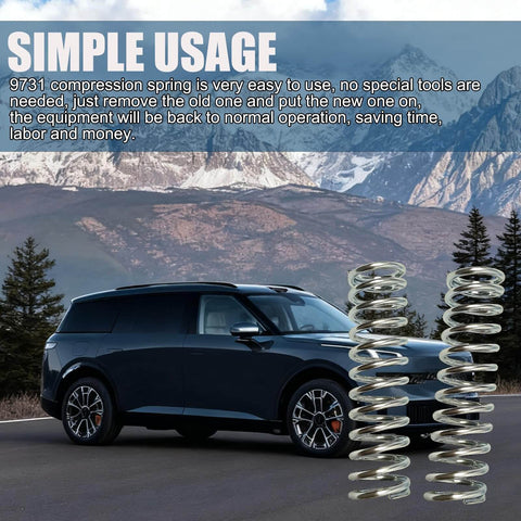 Compression Spring 0.105 Gauge One And One Eighth Inch By 3 Inch Silver Plated Steel Wire 2 Pack displayed with a car backdrop