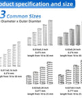 Steel springs in various sizes showing wire and outer diameter measurements