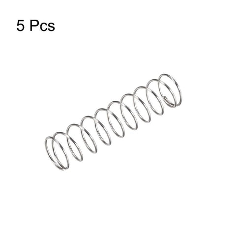 Compression Spring For D I Y Projects, 304 Stainless Steel, 15mm Outer Diameter, 1mm Wire Size, 30mm Compressed Length, 60mm Free Length, 35N Load Capacity, Silver Tone, Pack Of 5