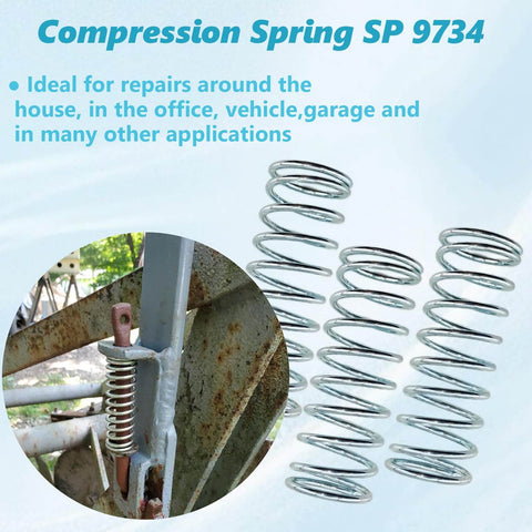 Three Pack Compression Springs With Flat End Coils, One And One Eighth Inch Outside Diameter, Three Inch Overall Length, 0.105 Gauge Steel, Heavy Duty Spring Set For Machinery, Automotive And Diy Projects, Durable Replacement shown with one spring installed