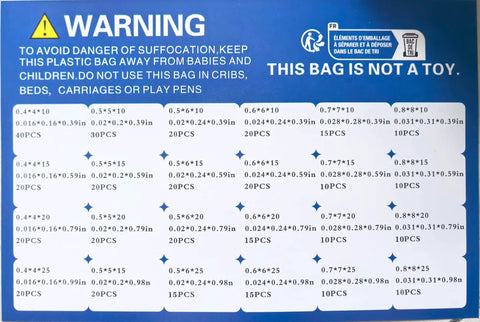 Warning label on packaging of Stainless Steel Springs Set With 420 Pieces In 24 Different Sizes For Shop And Home Repairs, Compression Springs Assortment Kit, Rust Proof 304 Wire For Corrosion Resistance, Perfect For DIY Fixes And Hardware Projects.