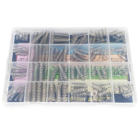 Compression Springs Kit With 240 Stainless Steel 304 Springs In 24 Sizes Case Included 10 To 30 Millimeters Length And 5 To 7.5 Millimeters OD Anti Rust Easy Storage Box Great For Repairs DIY Hobby Projects And Prototyping