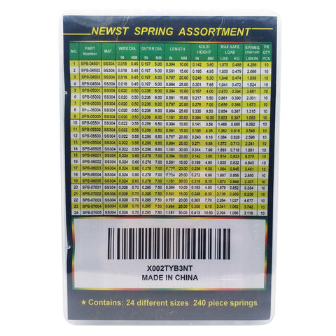 Compression Springs Kit With 240 Stainless Steel 304 Springs In 24 Sizes Case Included 10 To 30 Millimeters Length Chart