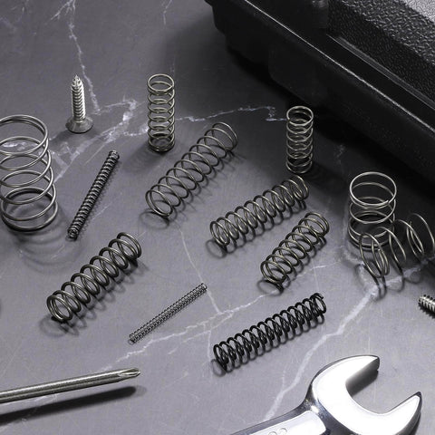 Set Of 10 Compression Springs 12mm Outer Diameter 1.2mm Wire Size 25mm Free Length Spring Steel For DIYers Mechanical Projects Shop And Home Repairs Durable Corrosion Resistant High Temp Silver Tone Hardware on black surface