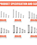 304 Stainless Steel Compression Springs Assortment Kit With 470 Pieces, 30 Sizes variety specifications and sizes chart